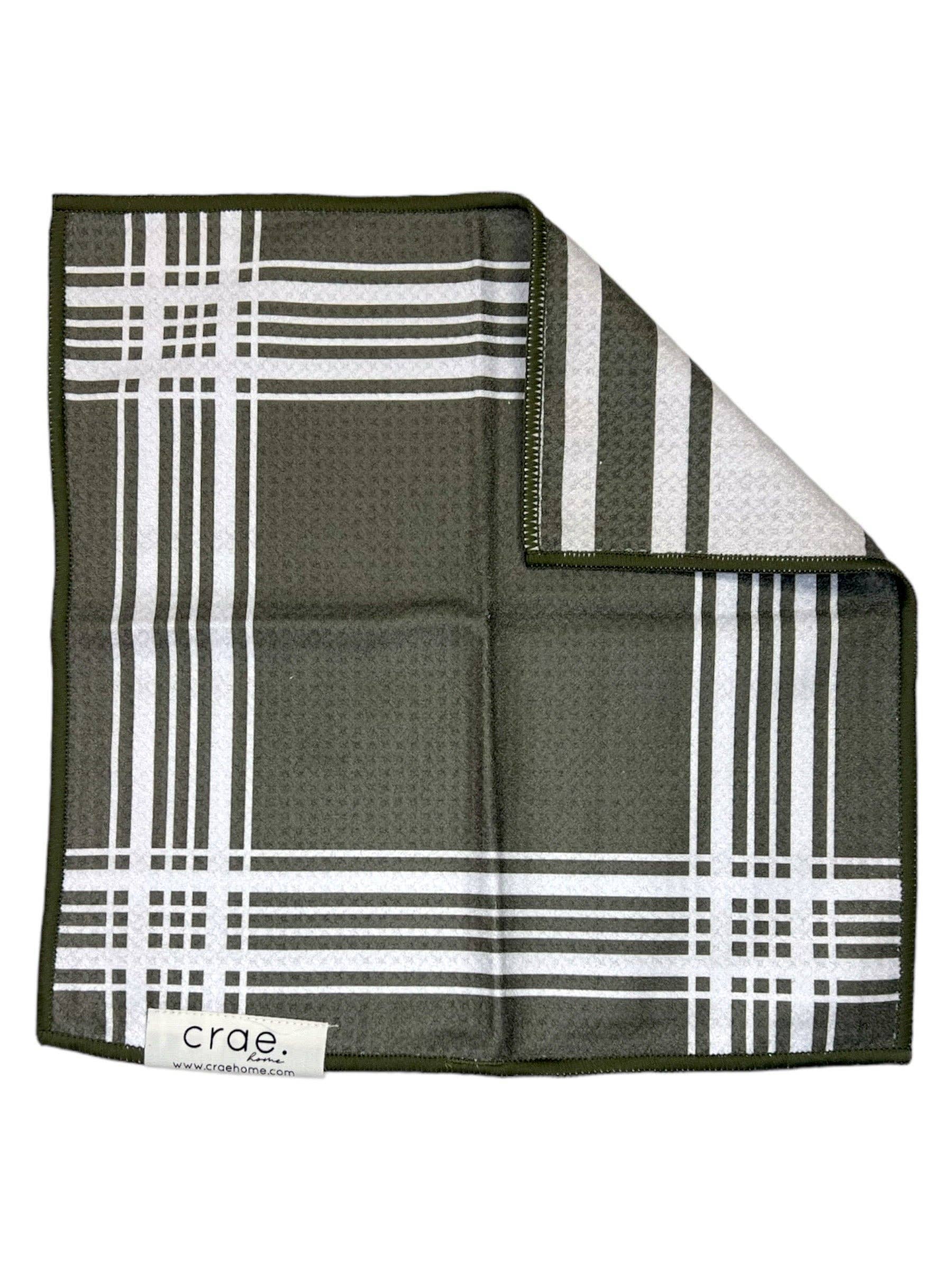 Crate: Reversible Washcloth: Green/White / 12x12 in / Washcloth Crae.Home 