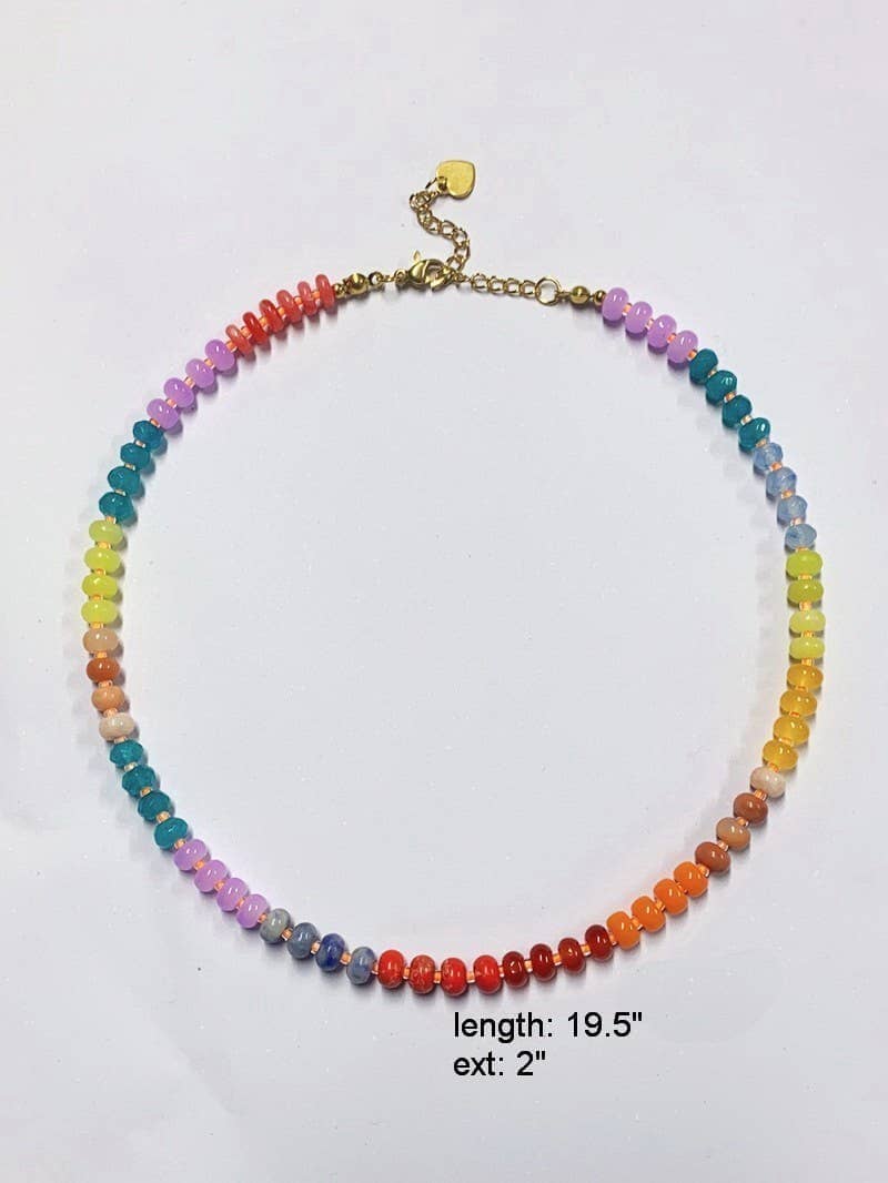Natural Stone Semi-Precious Glass Mixed Necklace | 40NK9694: B JOSSLYN by wall to wall 
