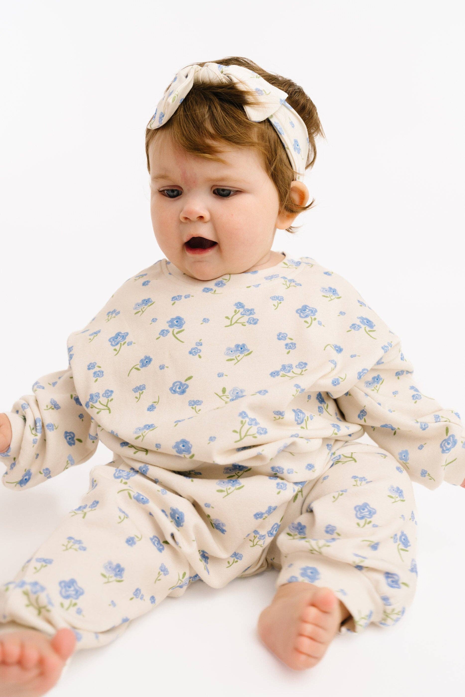 Blue Blooms Sweatsuit: 3T Little One Shop 