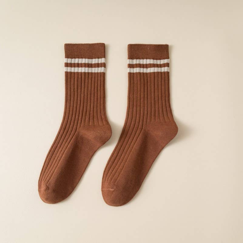 WOMAN STRIPE HALF CREW THROWBACK COTTON SOCKS | 40S02076: Off white JOSSLYN by wall to wall 