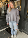 Grey Split Hem Crewneck Sweatshirt Long sleeve The Humming Arrow Boutique 