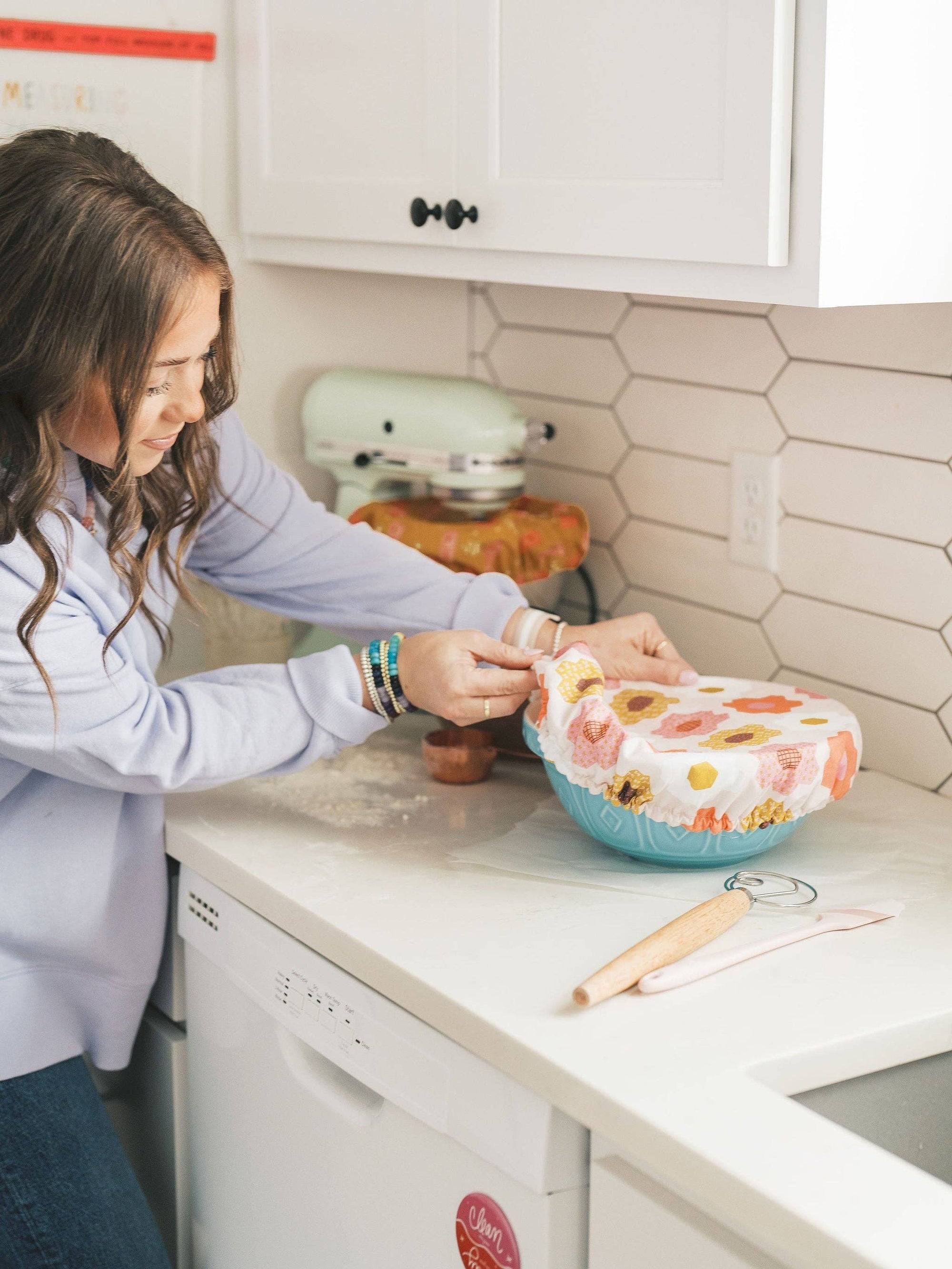 10.5&quot; Flower Garden Bowl Cover | Dough Cover, Bread Baking Doe A Deer 