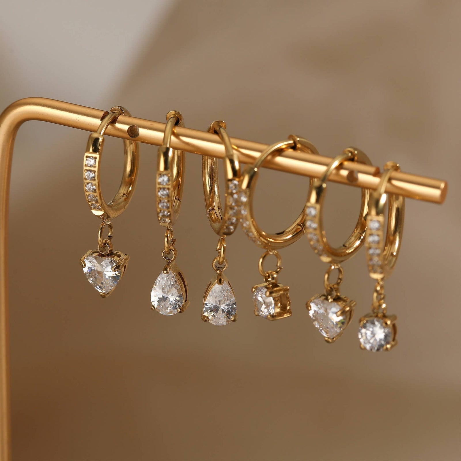 18K STAINLESS STEEL TARNISH FREE CRYSTAL EARRINGS | 40E471: TEARDROP JOSSLYN by wall to wall 