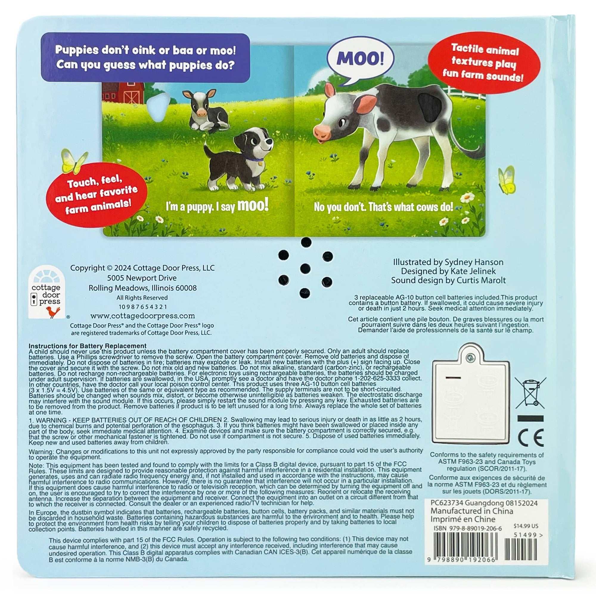 Do Puppies Moo? Listen, Touch & Feel Interactive Board Book Cottage Door Press 