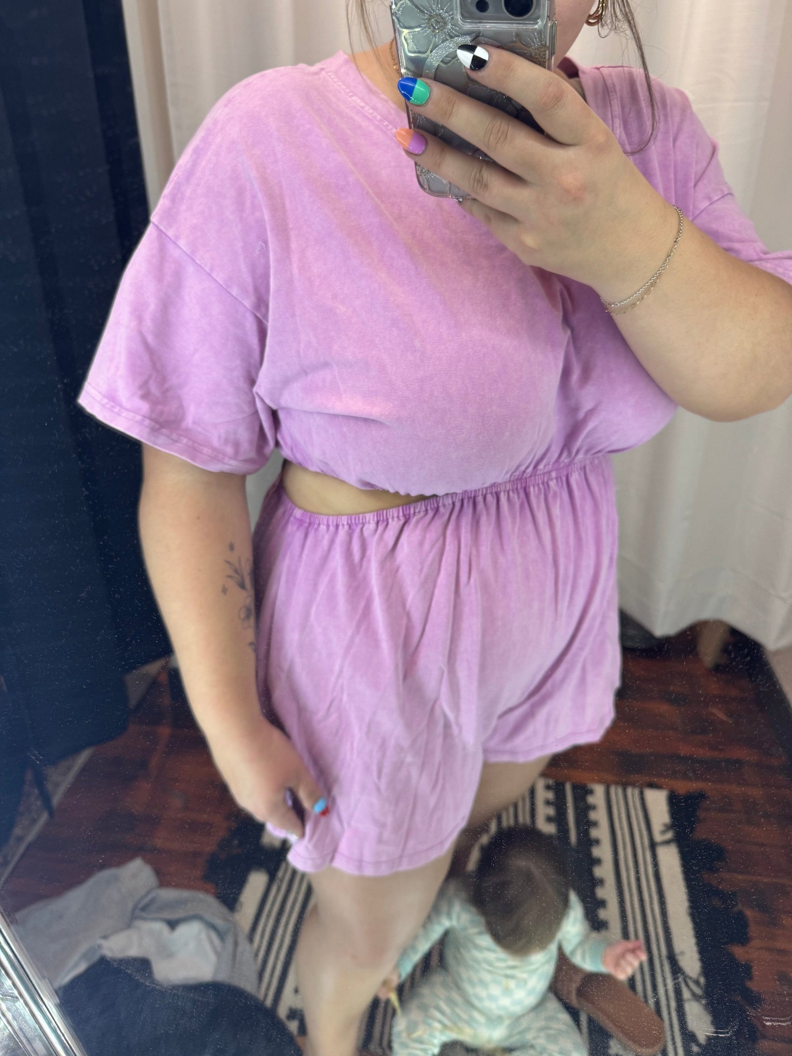 Fuchsia Pink Mineral Wash Cut Out Romper Jumpsuit & Rompers Heyson 