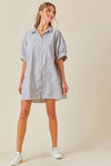 Navy Stripe Button Down Collared Shirt Dress Dresses The Humming Arrow Boutique 