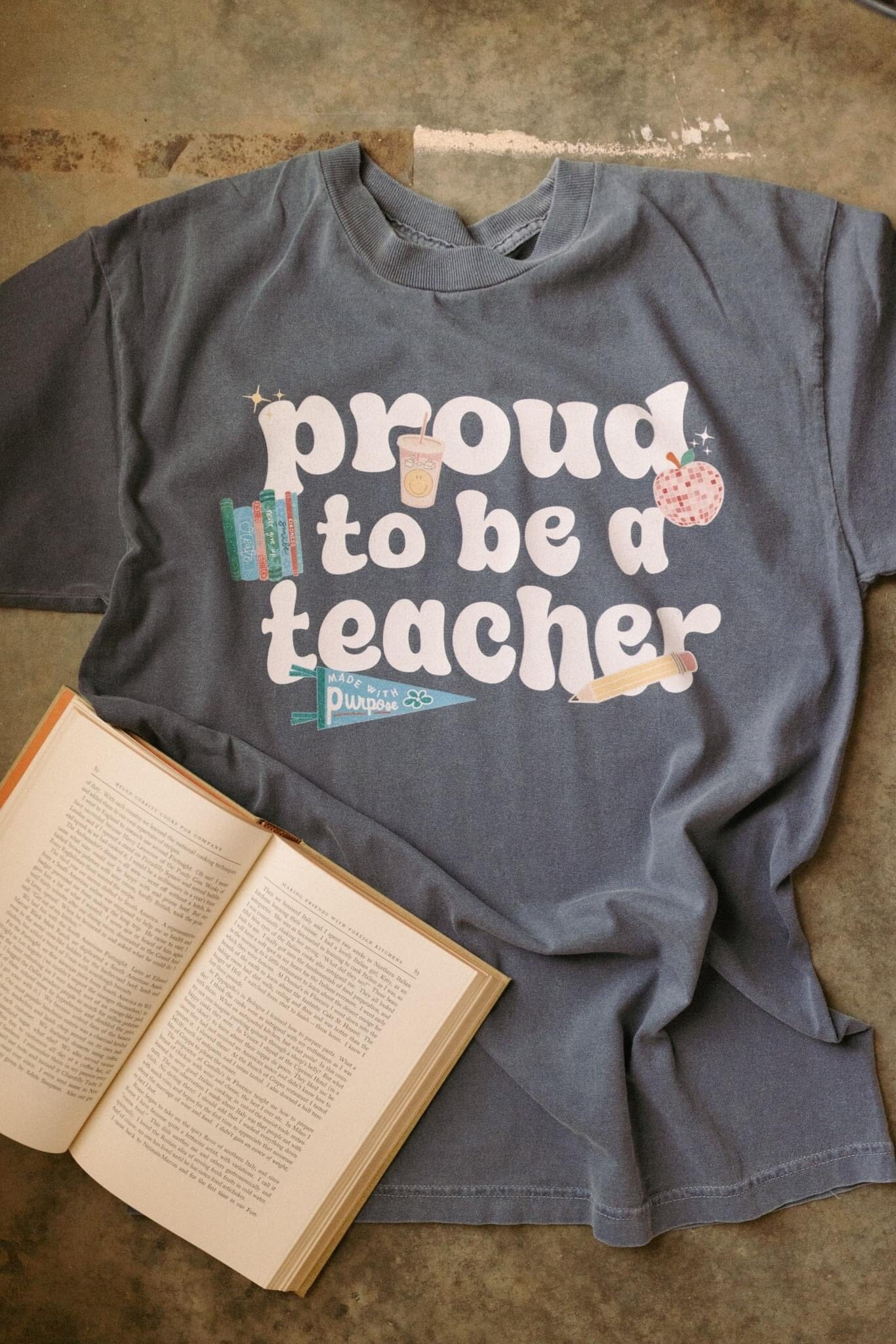 Proud To Be A Teacher Grey Comfort Colors Graphic Tee Short sleeve Chaudoin Creations 