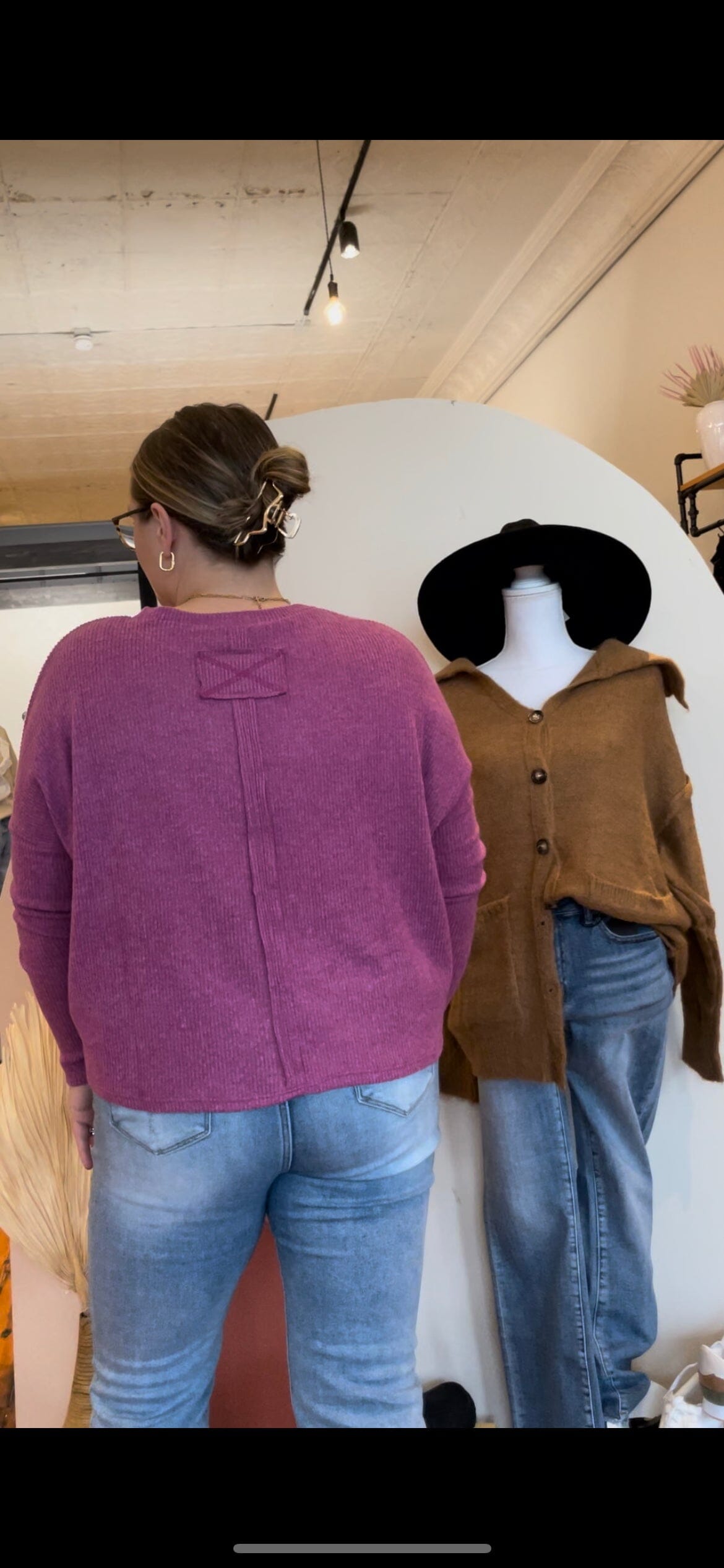 Light Plum Ribbed Dolman Sleeve Sweater Long sleeve Zenana 
