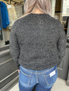 Heather Black Melange Knit Sweater Long sleeve Zenana 