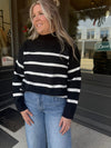 Black and Cream Striped Oversized Sweater Long sleeve HyFve 