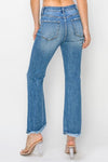 Risen Medium Wash High Rise Crop Flare Step Hem Jeans Bottoms Risen 