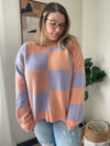 Melon Lavender Checkered Loose Fit Sweater Top Long sleeve Anniewear 