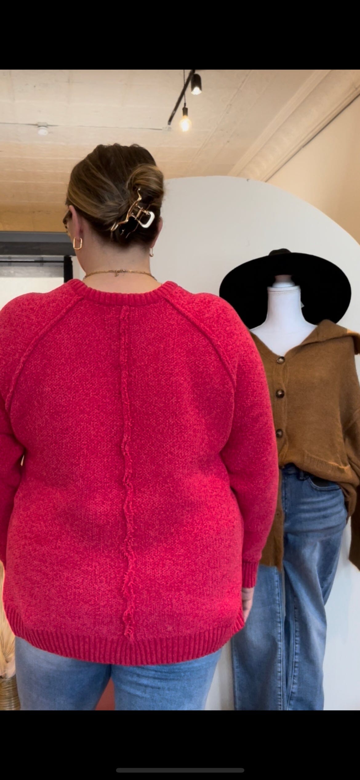 Viva Magenta Raglan Chenille Sweater Long sleeve Zenana 