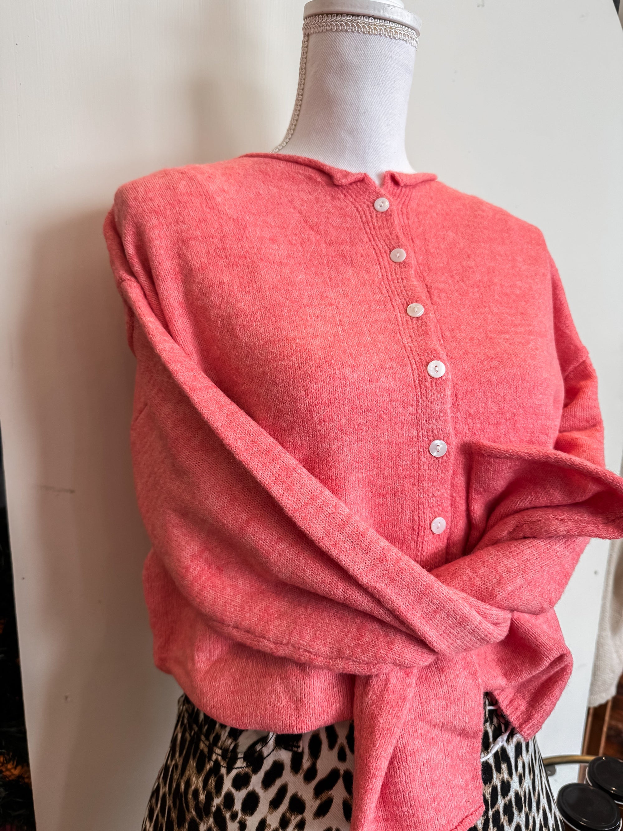 Coral Button Down Cardigan Cardigan Mimosa 