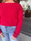 Red Cable Knit Long Sleeve Knit Top Long sleeve heimish 