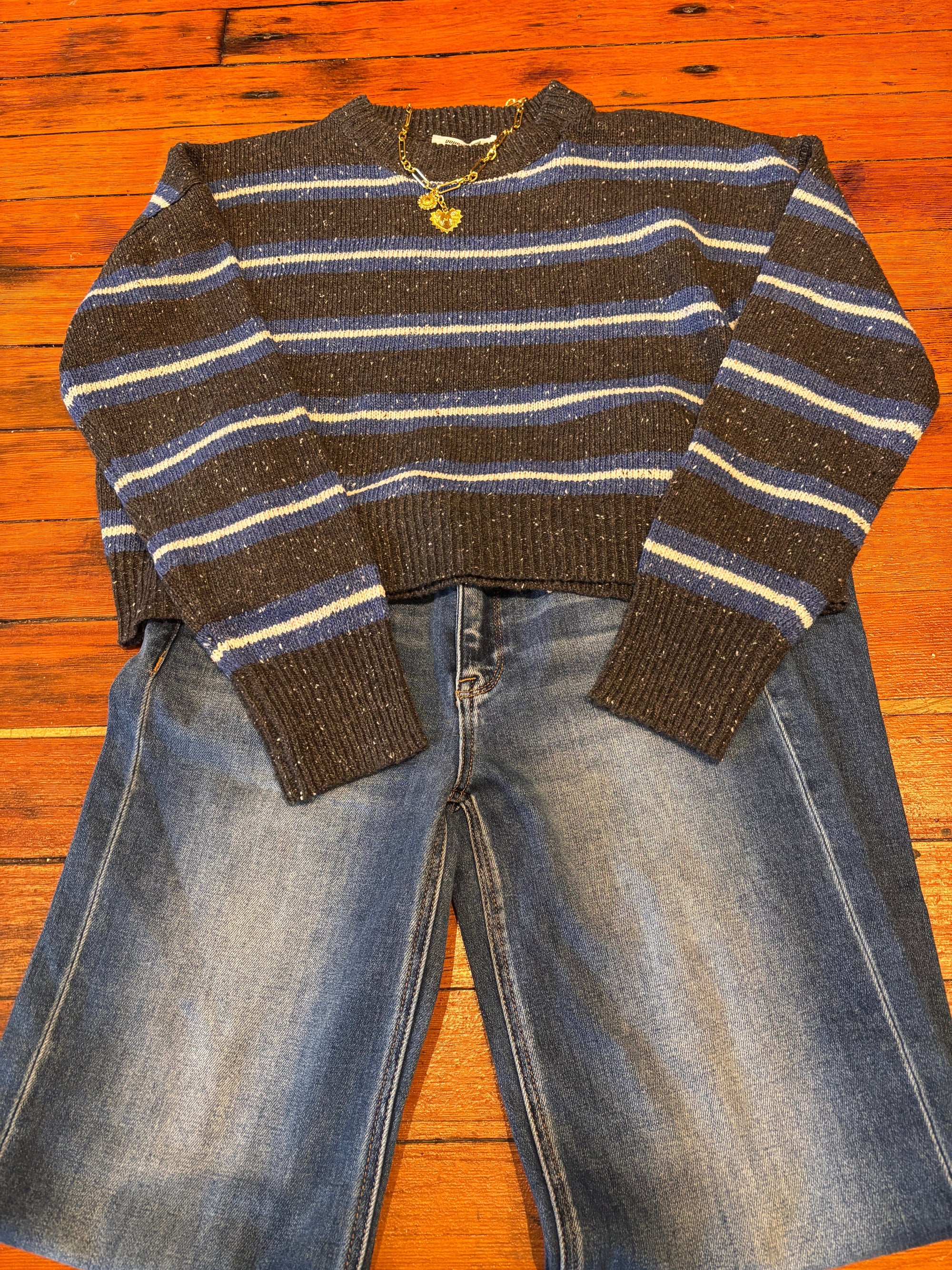 Charcoal and Blue Stripe Long Sleeve Sweater Long sleeve HyFve 