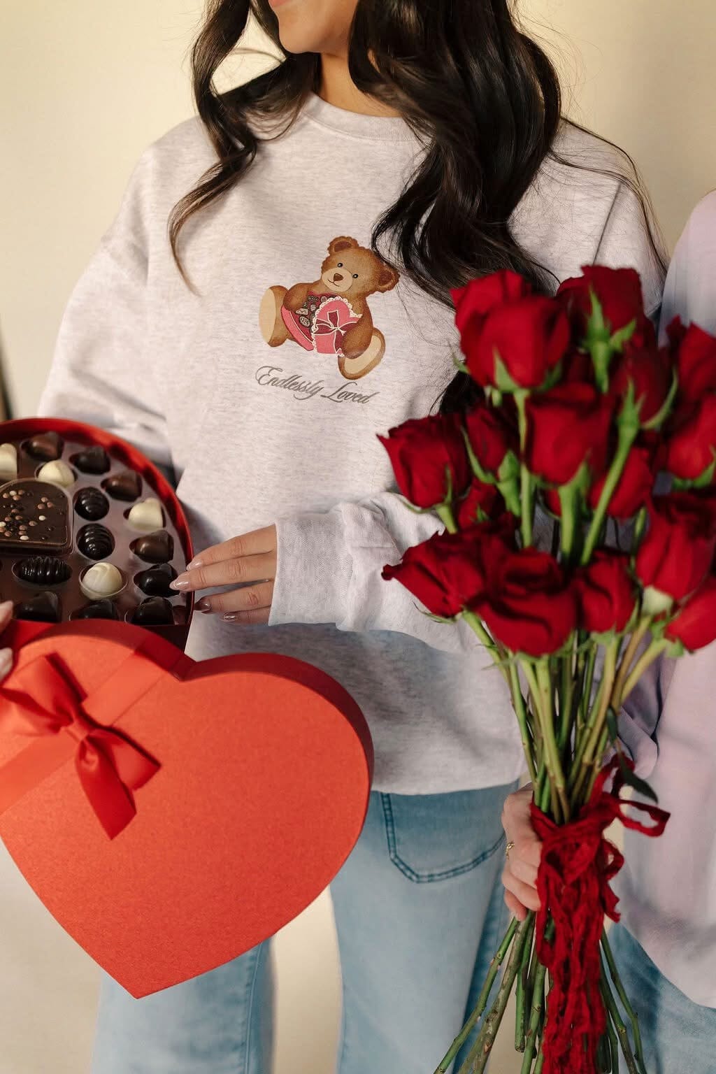 PREORDER | Endlessly Loved Retro Teddy Bear Grey Crewneck Long sleeve Chaudoin Creations 