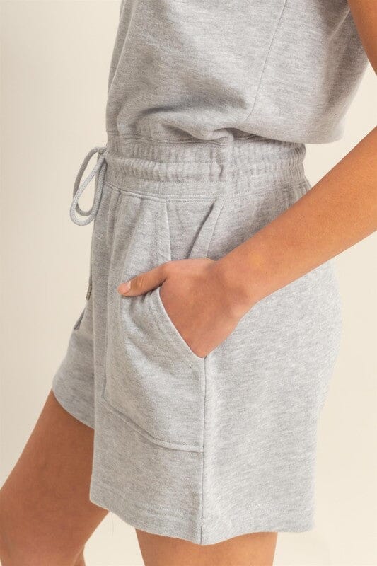 Heather Grey Sleeveless Drawstring Romper Double Hyfve 
