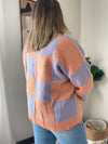 Melon Lavender Checkered Loose Fit Sweater Top Long sleeve Anniewear 