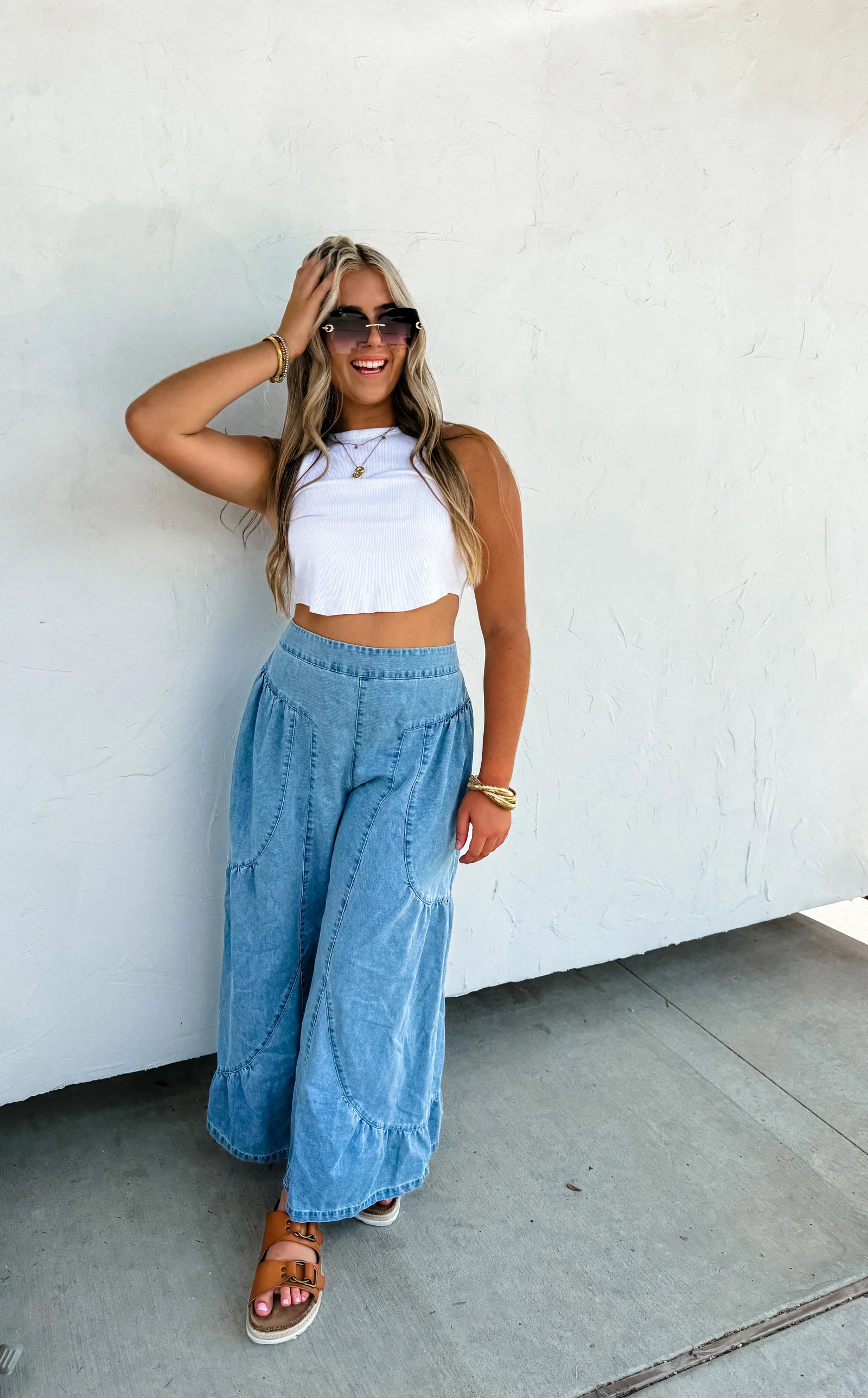Light Wash Libby Palazzo Pants Bottoms Blakely 