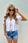 Liliana Off White Lace Up Top Short sleeve Blakely 