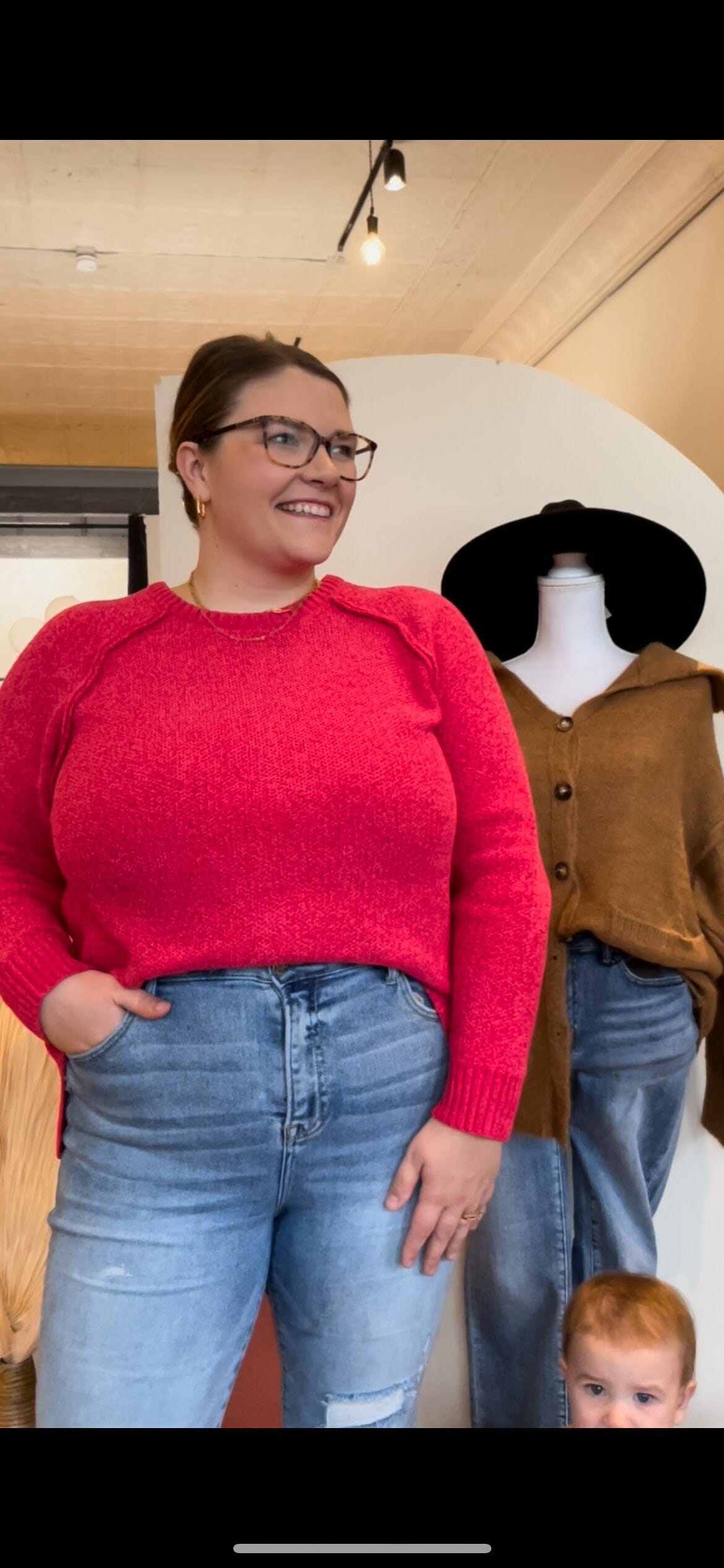 Viva Magenta Raglan Chenille Sweater Long sleeve Zenana 