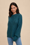 Emerald Green Cable Knit Sweater The Humming Arrow Boutique 