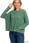 Dark Green Ribbed Dolman Long Sleeve Top The Humming Arrow Boutique 