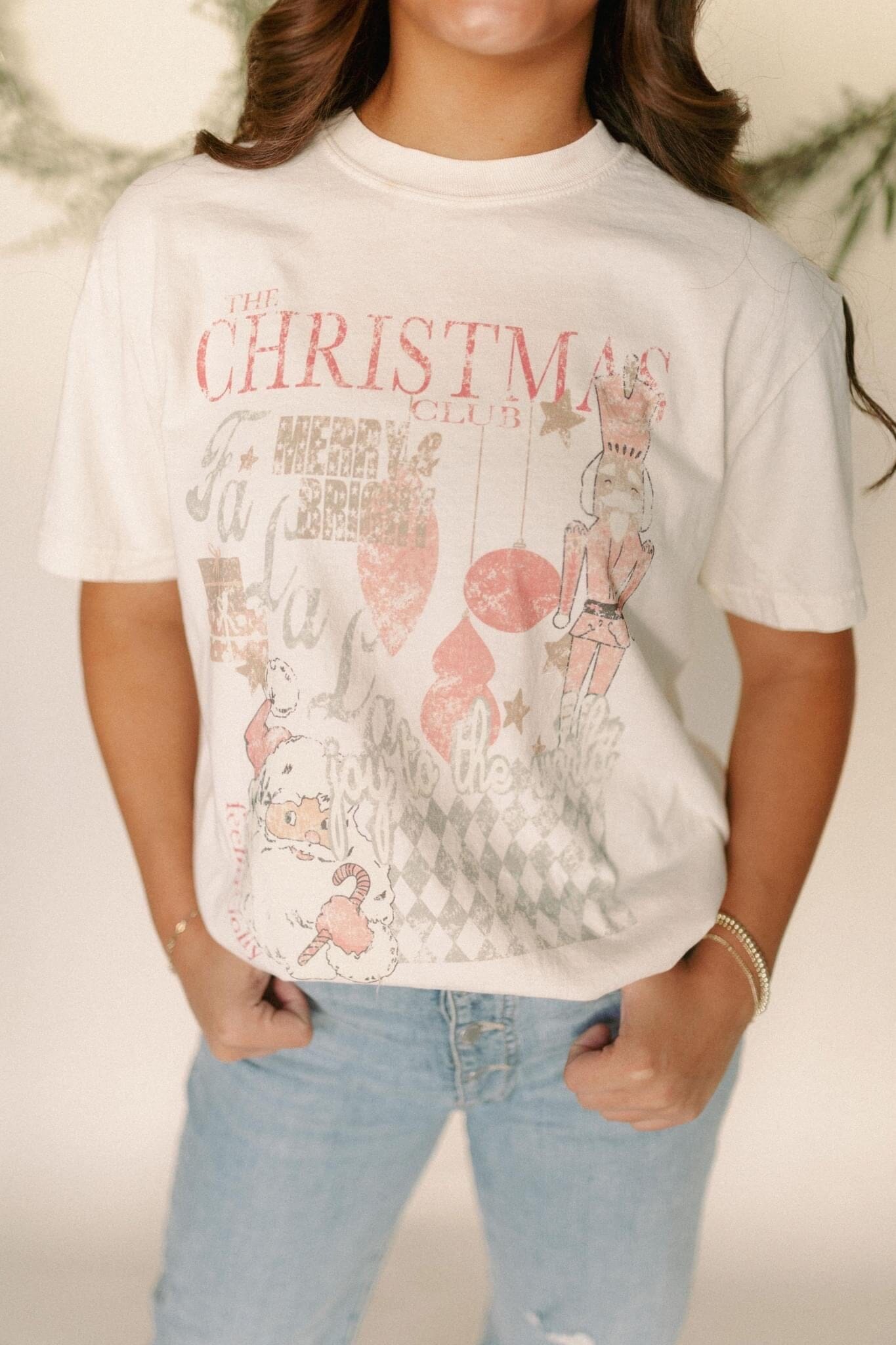 The Christmas Club Ivory Graphic Tee Short sleeve Chaudoin Creations 