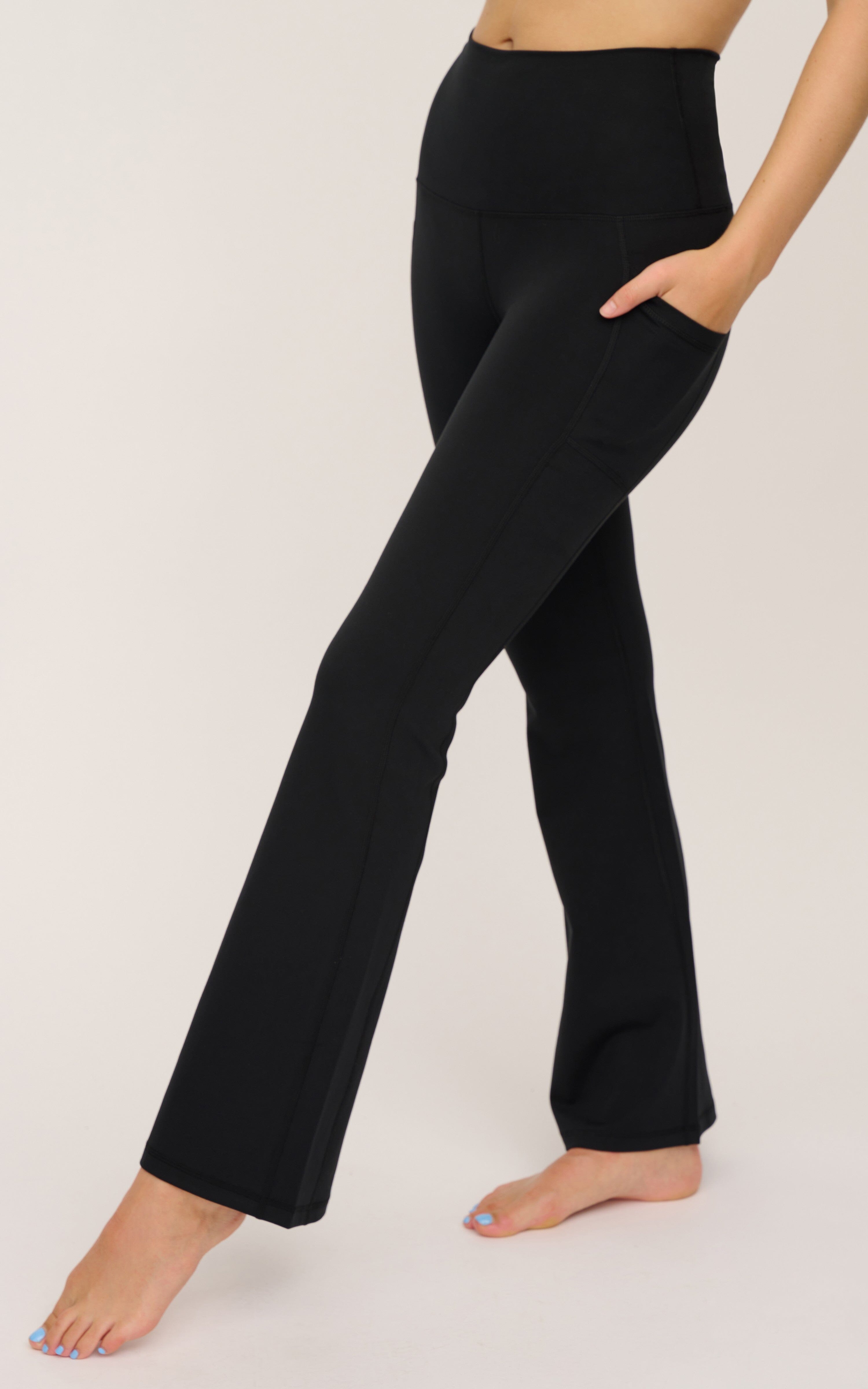 Black Flare Yoga Pant with Side Pockets
