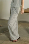 Curvy Ivory Stripe Drawstring Linen Pants Bottoms blu pepper 