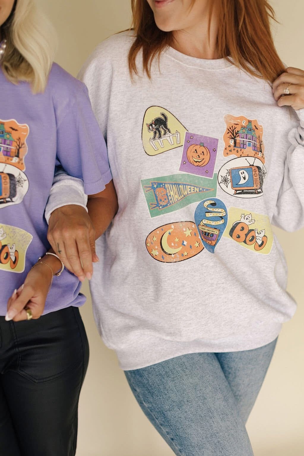 PREORDER | 90s Nostalgia Halloween Ash Grey Graphic Crewneck Long sleeve Chaudoin Creations 