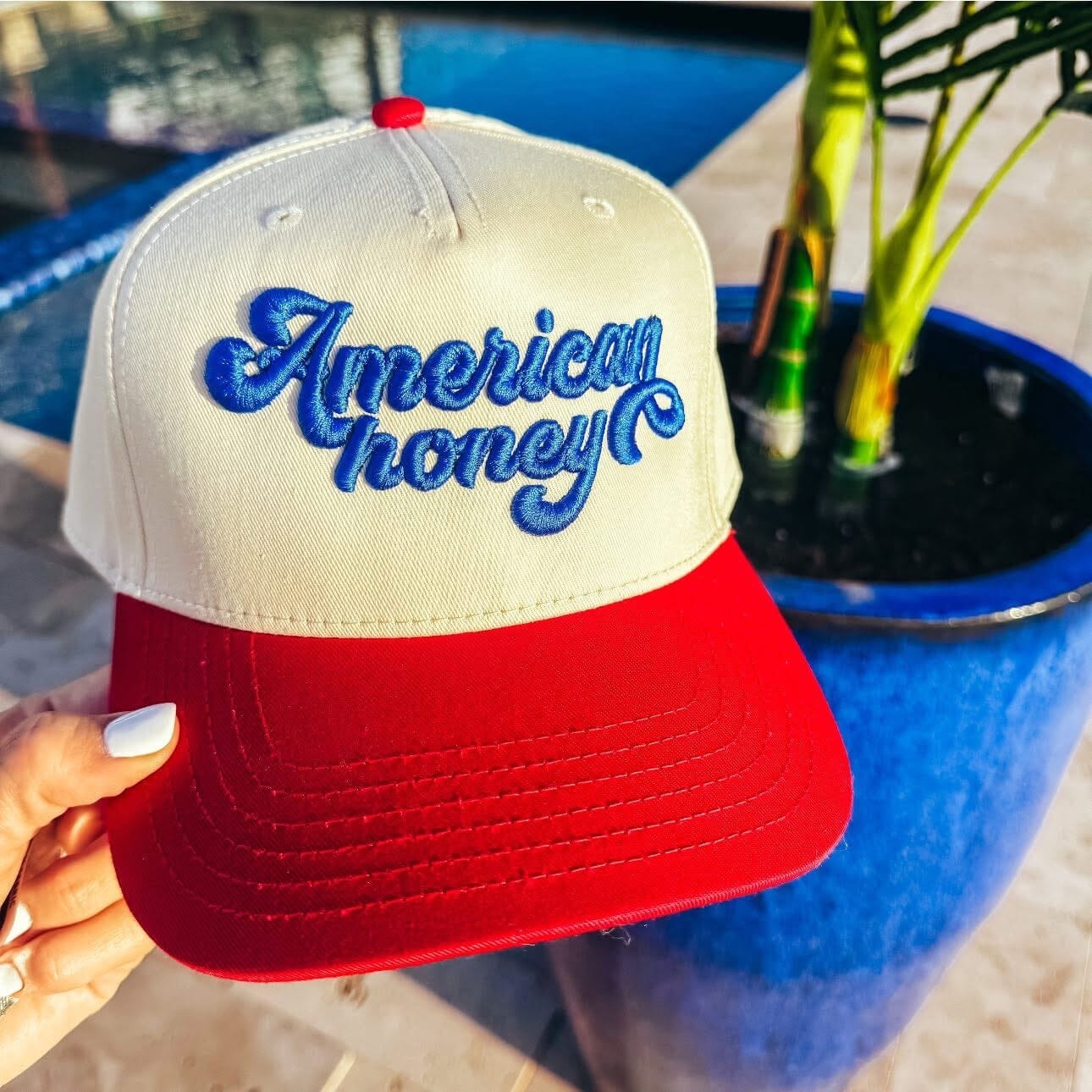 American Honey Puff Embroidered Trucker Hat Hats PPTX 