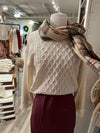 Cream Cable Knit Sweater Long sleeve The Humming Arrow Boutique 