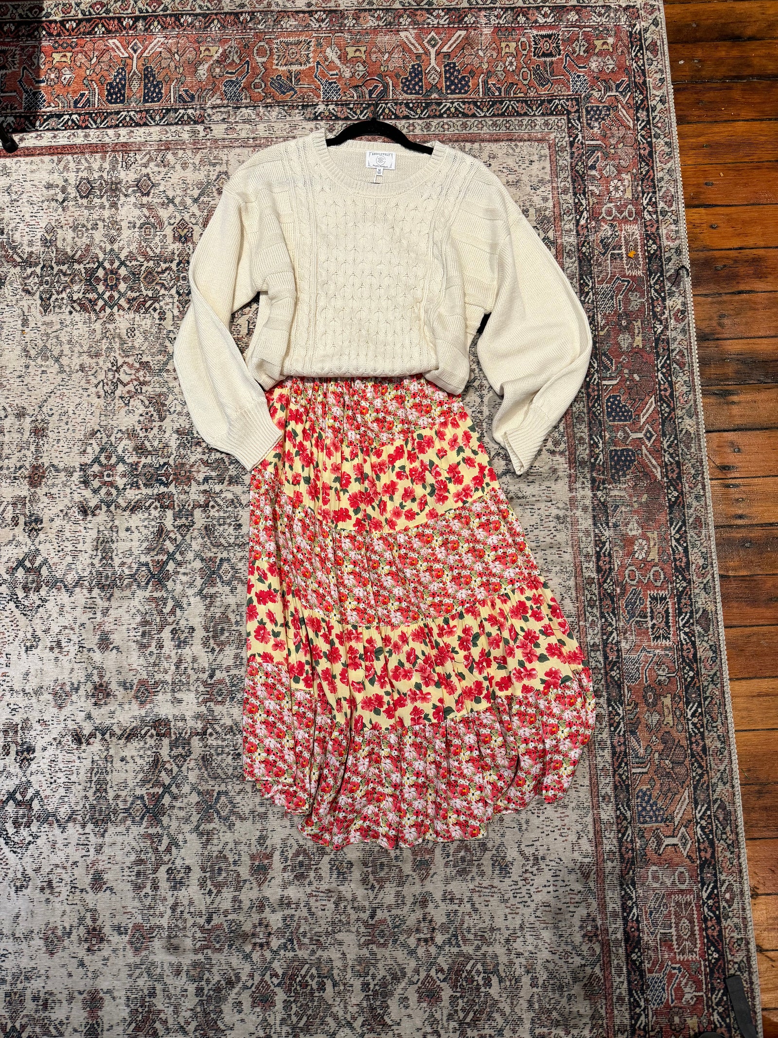 Cream Cable Knit Sweater Long sleeve The Humming Arrow Boutique 