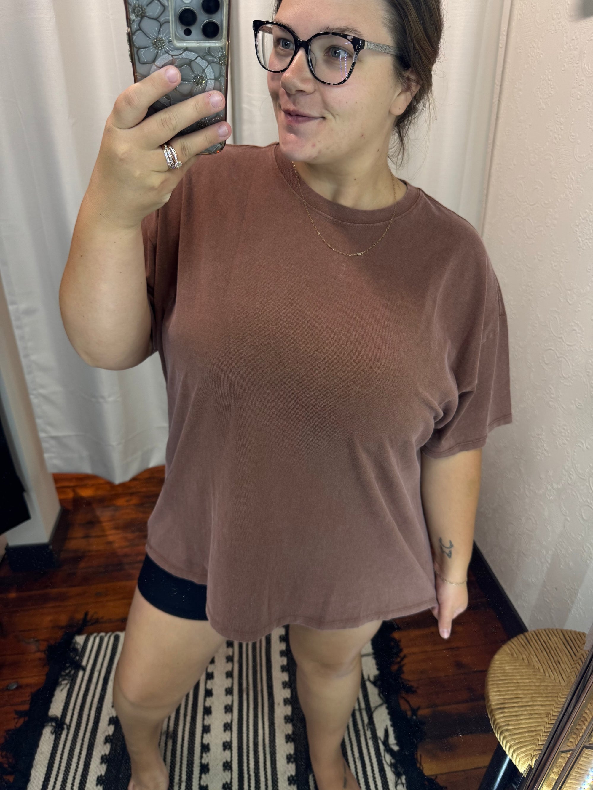 Mocha Vintage Boyfriend Tee Short sleeve moon Ryder 