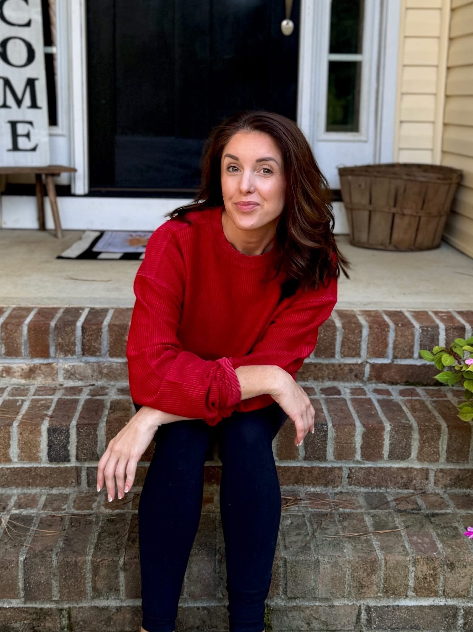 Crimson Round Bottom Corded Crew Long sleeve moon Ryder 