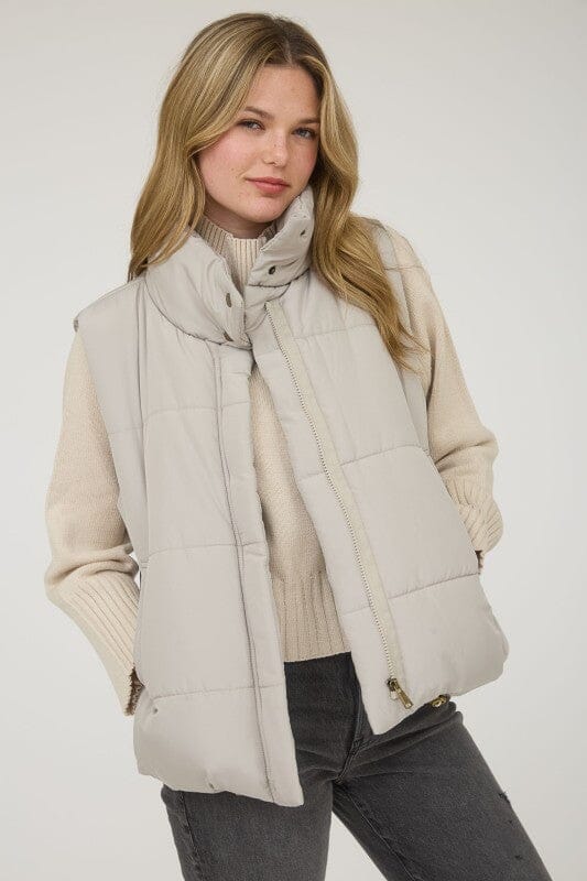 Oversized Puffer Vest | Light Grey Outerwear blu pepper 