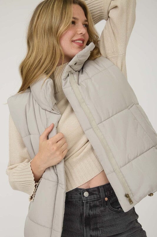 Oversized Puffer Vest | Light Grey Outerwear blu pepper 