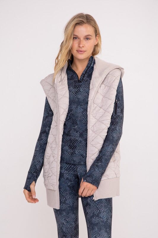 Taupe Quilted Fleece Vest with Hood Outerwear Mono B 