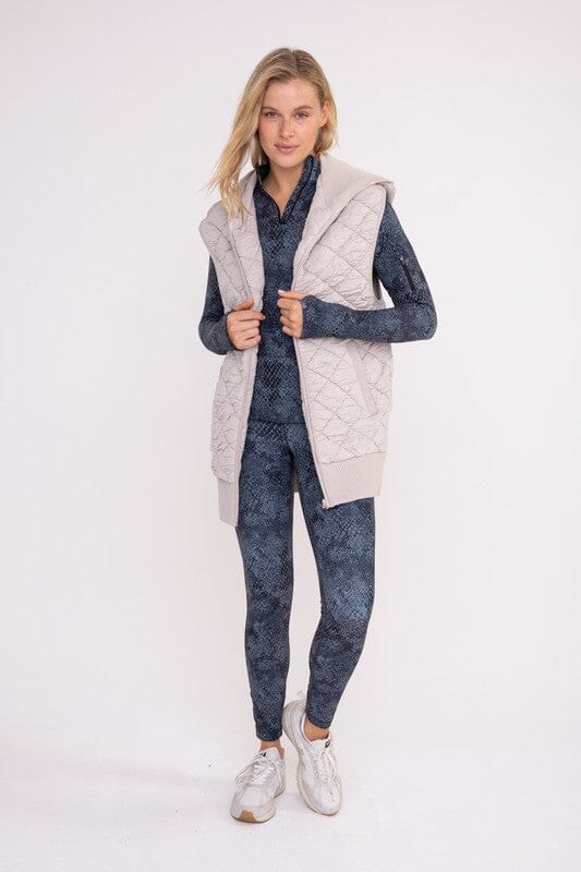 Taupe Quilted Fleece Vest with Hood Outerwear Mono B 