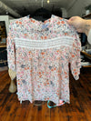 Charleston Floral Lace Detail Short Sleeve Top Short sleeve Grace &amp; Rose 