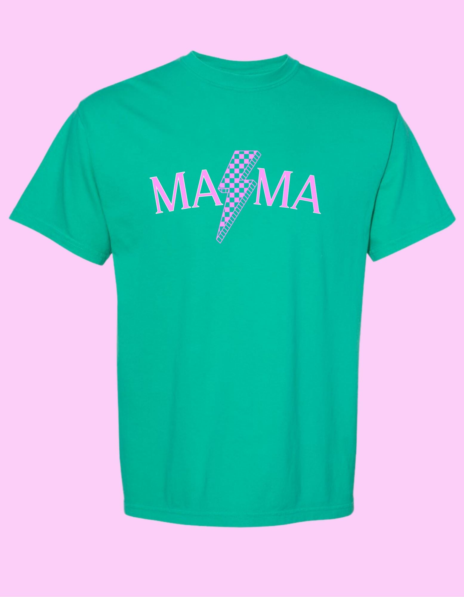 THA Exclusive Checkered Lightning Mama Tee Short sleeve The Humming Arrow Boutique 