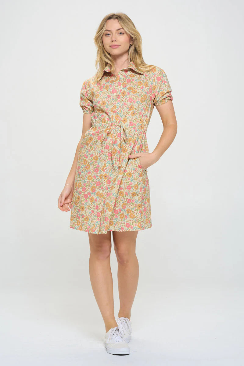 MARIGOLD PRINT BEIGE DRESS Dresses SM Wardrobe 