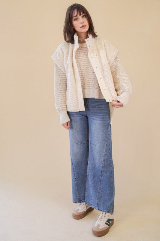 Off White Soft Texture Vest with Side Tie Long sleeve Very J 