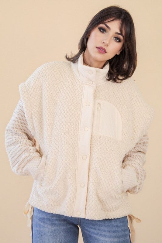 Off White Soft Texture Vest with Side Tie Long sleeve Very J 