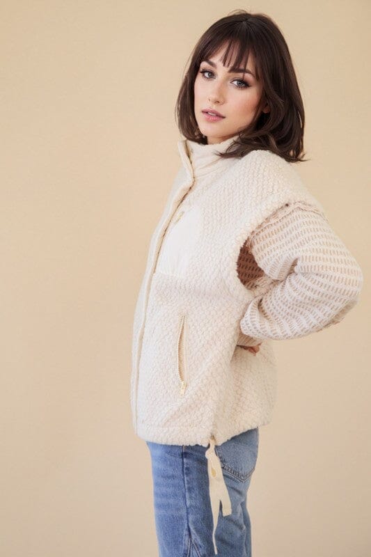 Off White Soft Texture Vest with Side Tie Long sleeve Very J 