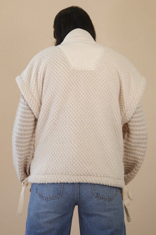 Off White Soft Texture Vest with Side Tie Long sleeve Very J 