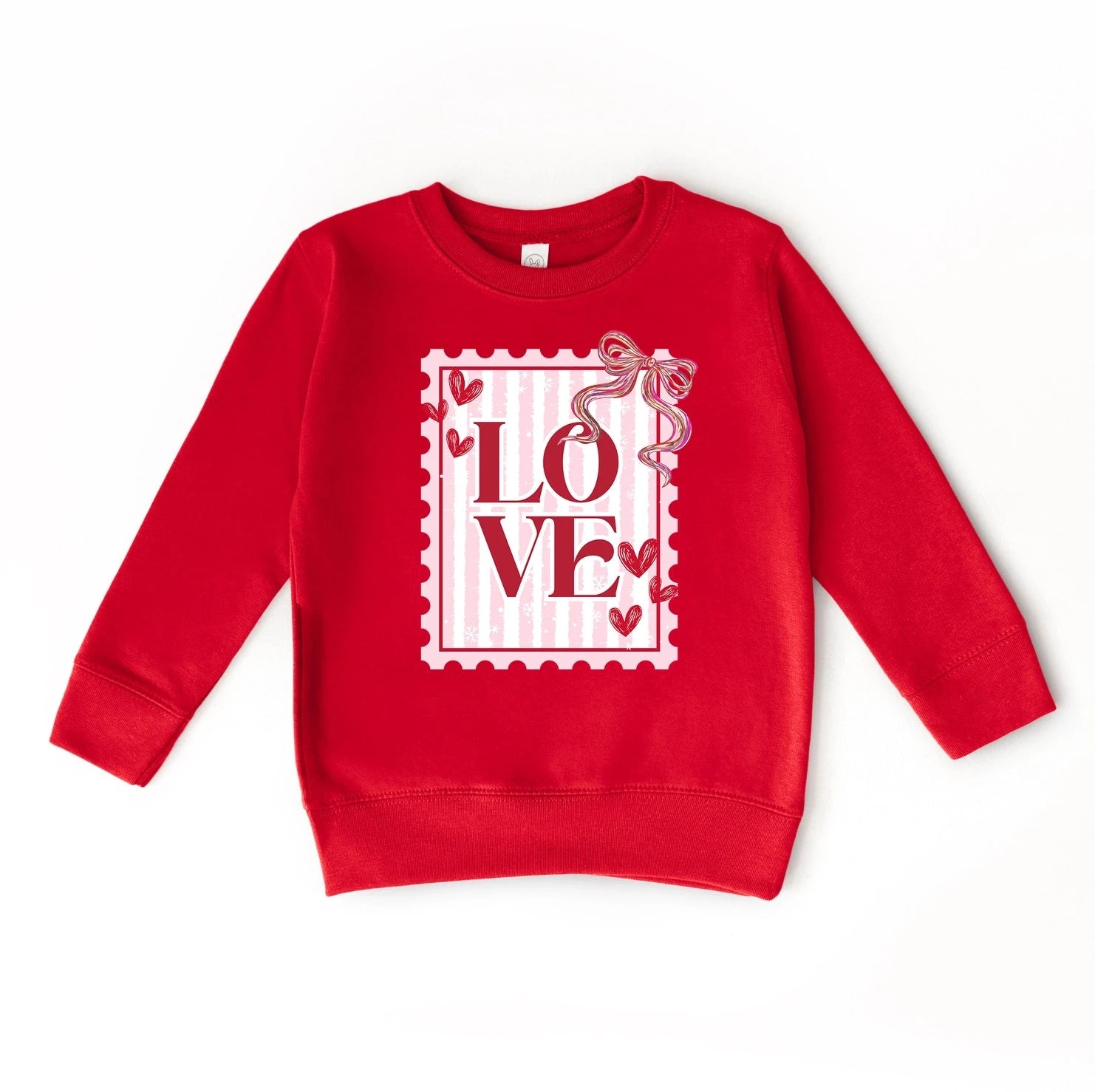 PREORDER | Love Stamp Red Toddler and Youth Crewneck Sweatshirt Long sleeve Holland Ave 