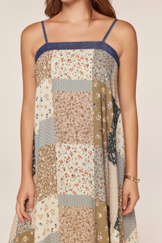 PREORDER | Floral Patchwork Tie Back Midi Dress Dress Tea and rose 